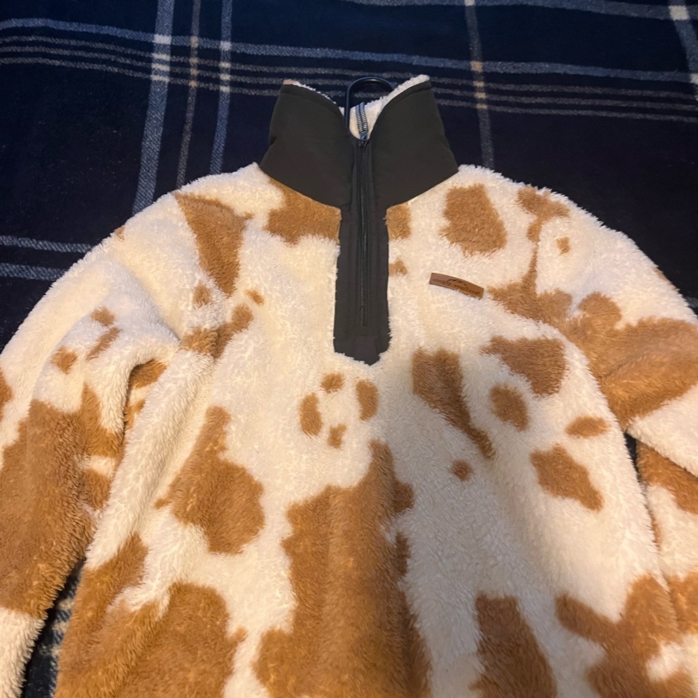 Brown cow fluffy simple southern jacket
